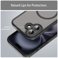 iPhone 16 Hoesje - MobyDefend MagSafe Case Mat Transparant Met Gekleurde Rand - Zwart
