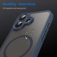 iPhone 16 Hoesje - MobyDefend MagSafe Case Mat Transparant Met Gekleurde Rand - Blauw
