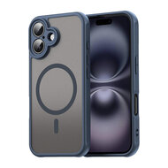 iPhone 16 Hoesje - MobyDefend MagSafe Case Mat Transparant Met Gekleurde Rand - Blauw