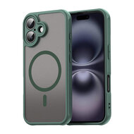 iPhone 16 Hoesje - MobyDefend MagSafe Case Mat Transparant Met Gekleurde Rand - Groen