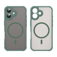iPhone 16 Hoesje - MobyDefend MagSafe Case Mat Transparant Met Gekleurde Rand - Groen