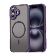 iPhone 16 Hoesje - MobyDefend MagSafe Case Mat Transparant Met Gekleurde Rand - Paars