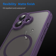 iPhone 16 Hoesje - MobyDefend MagSafe Case Mat Transparant Met Gekleurde Rand - Paars