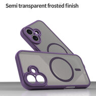 iPhone 16 Hoesje - MobyDefend MagSafe Case Mat Transparant Met Gekleurde Rand - Paars