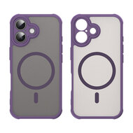 iPhone 16 Hoesje - MobyDefend MagSafe Case Mat Transparant Met Gekleurde Rand - Paars