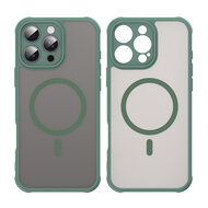 iPhone 16 Pro Max Hoesje - MobyDefend MagSafe Case Mat Transparant Met Gekleurde Rand - Groen