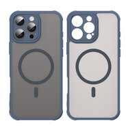 iPhone 16 Pro Max Hoesje - MobyDefend MagSafe Case Mat Transparant Met Gekleurde Rand - Blauw