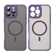 iPhone 16 Pro Max Hoesje - MobyDefend MagSafe Case Mat Transparant Met Gekleurde Rand - Paars