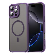 iPhone 16 Pro Max Hoesje - MobyDefend MagSafe Case Mat Transparant Met Gekleurde Rand - Paars