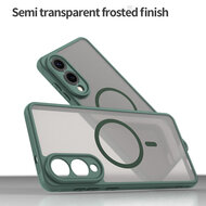 Samsung Galaxy S25 Edge Hoesje - MobyDefend MagSafe Case Mat Transparant Met Gekleurde Rand - Groen