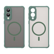 Samsung Galaxy S25 Edge Hoesje - MobyDefend MagSafe Case Mat Transparant Met Gekleurde Rand - Groen