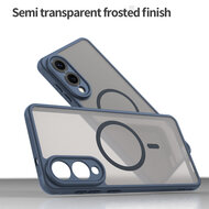 Samsung Galaxy S25 Edge Hoesje - MobyDefend MagSafe Case Mat Transparant Met Gekleurde Rand - Blauw