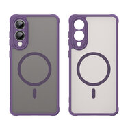 Samsung Galaxy S25 Edge Hoesje - MobyDefend MagSafe Case Mat Transparant Met Gekleurde Rand - Paars