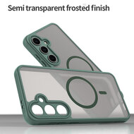 Samsung Galaxy S24 FE Hoesje - MobyDefend MagSafe Case Mat Transparant Met Gekleurde Rand - Groen