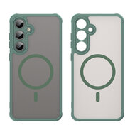 Samsung Galaxy S24 FE Hoesje - MobyDefend MagSafe Case Mat Transparant Met Gekleurde Rand - Groen