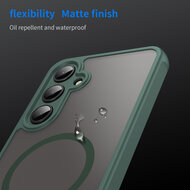 Samsung Galaxy S24 FE Hoesje - MobyDefend MagSafe Case Mat Transparant Met Gekleurde Rand - Groen