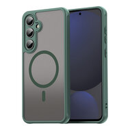 Samsung Galaxy S24 FE Hoesje - MobyDefend MagSafe Case Mat Transparant Met Gekleurde Rand - Groen