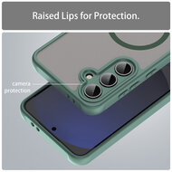 Samsung Galaxy S24 FE Hoesje - MobyDefend MagSafe Case Mat Transparant Met Gekleurde Rand - Groen