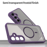 Samsung Galaxy S24 FE Hoesje - MobyDefend MagSafe Case Mat Transparant Met Gekleurde Rand - Paars