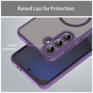 Samsung Galaxy S24 FE Hoesje - MobyDefend MagSafe Case Mat Transparant Met Gekleurde Rand - Paars