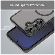 Samsung Galaxy S24 FE Hoesje - MobyDefend MagSafe Case Mat Transparant Met Gekleurde Rand - Zwart