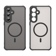 Samsung Galaxy S24 FE Hoesje - MobyDefend MagSafe Case Mat Transparant Met Gekleurde Rand - Zwart