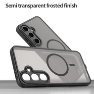 Samsung Galaxy S24 FE Hoesje - MobyDefend MagSafe Case Mat Transparant Met Gekleurde Rand - Zwart