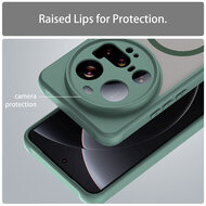 Xiaomi 15 Ultra Hoesje - MobyDefend MagSafe Case Mat Transparant Met Gekleurde Rand - Groen