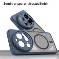 Xiaomi 15 Ultra Hoesje - MobyDefend MagSafe Case Mat Transparant Met Gekleurde Rand - Blauw