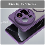 Xiaomi 15 Ultra Hoesje - MobyDefend MagSafe Case Mat Transparant Met Gekleurde Rand - Paars