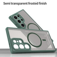 Samsung Galaxy S25 Ultra Hoesje - MobyDefend MagSafe Case Mat Transparant Met Gekleurde Rand - Groen