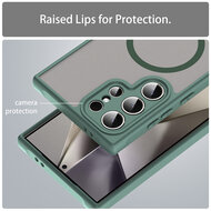 Samsung Galaxy S25 Ultra Hoesje - MobyDefend MagSafe Case Mat Transparant Met Gekleurde Rand - Groen