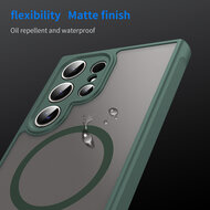 Samsung Galaxy S25 Ultra Hoesje - MobyDefend MagSafe Case Mat Transparant Met Gekleurde Rand - Groen