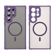 Samsung Galaxy S25 Ultra Hoesje - MobyDefend MagSafe Case Mat Transparant Met Gekleurde Rand - Paars