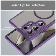 Samsung Galaxy S25 Ultra Hoesje - MobyDefend MagSafe Case Mat Transparant Met Gekleurde Rand - Paars
