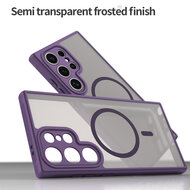 Samsung Galaxy S25 Ultra Hoesje - MobyDefend MagSafe Case Mat Transparant Met Gekleurde Rand - Paars