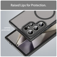 Samsung Galaxy S25 Ultra Hoesje - MobyDefend MagSafe Case Mat Transparant Met Gekleurde Rand - Zwart
