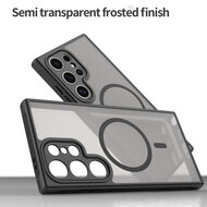 Samsung Galaxy S25 Ultra Hoesje - MobyDefend MagSafe Case Mat Transparant Met Gekleurde Rand - Zwart