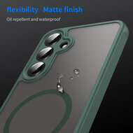 Samsung Galaxy S25 Hoesje - MobyDefend MagSafe Case Mat Transparant Met Gekleurde Rand - Groen