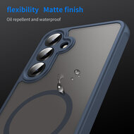 Samsung Galaxy S25 Hoesje - MobyDefend MagSafe Case Mat Transparant Met Gekleurde Rand - Blauw