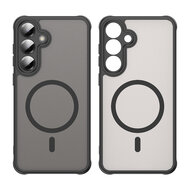 Samsung Galaxy S25 Hoesje - MobyDefend MagSafe Case Mat Transparant Met Gekleurde Rand - Zwart
