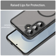 Samsung Galaxy S25 Hoesje - MobyDefend MagSafe Case Mat Transparant Met Gekleurde Rand - Zwart