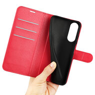 Samsung Galaxy S25 Edge Hoesje - MobyDefend Kunstleren Wallet Book Case (Sluiting Voorkant) - Rood