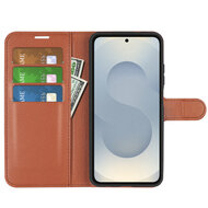 Samsung Galaxy S25 Edge Hoesje - MobyDefend Kunstleren Wallet Book Case (Sluiting Voorkant) - Bruin