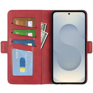 Samsung Galaxy S25 Edge Hoesje - MobyDefend Luxe Wallet Book Case (Sluiting Zijkant) - Rood
