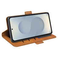 Samsung Galaxy S25 Edge Hoesje - MobyDefend Luxe Wallet Book Case (Sluiting Zijkant) - Lichtbruin
