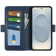 Samsung Galaxy S25 Edge Hoesje - MobyDefend Luxe Wallet Book Case (Sluiting Zijkant) - Blauw