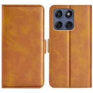 Motorola Edge 60 / Motorola Edge 60 Fusion Hoesje - MobyDefend Luxe Wallet Book Case (Sluiting Zijkant) - Lichtbruin