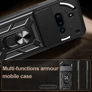Nothing Phone (3a) Hoesje - MobyDefend Pantsercase Met Draaibare Ring - Zwart