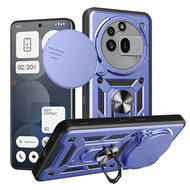 Nothing Phone (3a) Pro Hoesje - MobyDefend Pantsercase Met Draaibare Ring - Blauw